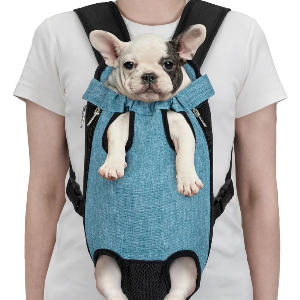 Blue Front-Carrier Pet Backpack for Small Dogs and Puppies